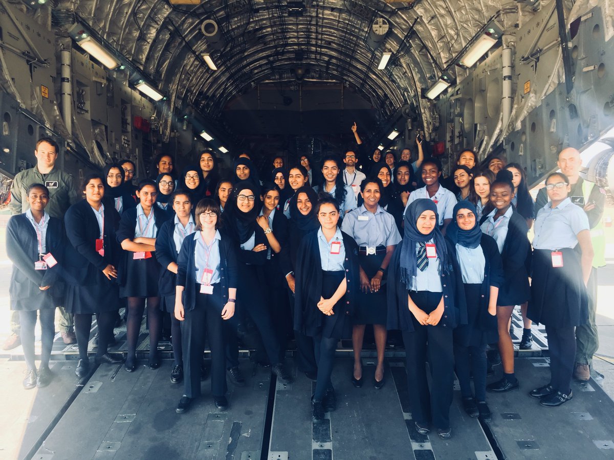 A fantastic day had by Year 10 students at RAF Brize Norton as part of their careers day. Thank you so much @Rafsetwmm and all the staff that accompanied. This is the group in the back of a C17 Globemaster. #kevihs