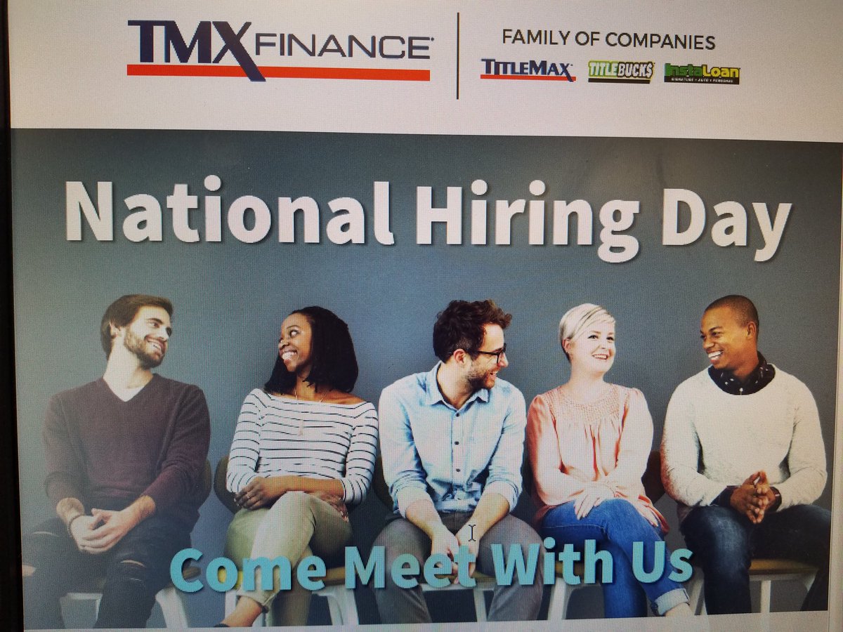Thursday, July 12, 2018 from 5pm to 7pm. Walk ins are Welcome!! 
#TMXHiringDay #NationalHiringDay 
<a href="/JRobinson1211/">Jacklyn Robinson</a> <a href="/KDaniel1110/">Kevin Daniel</a>