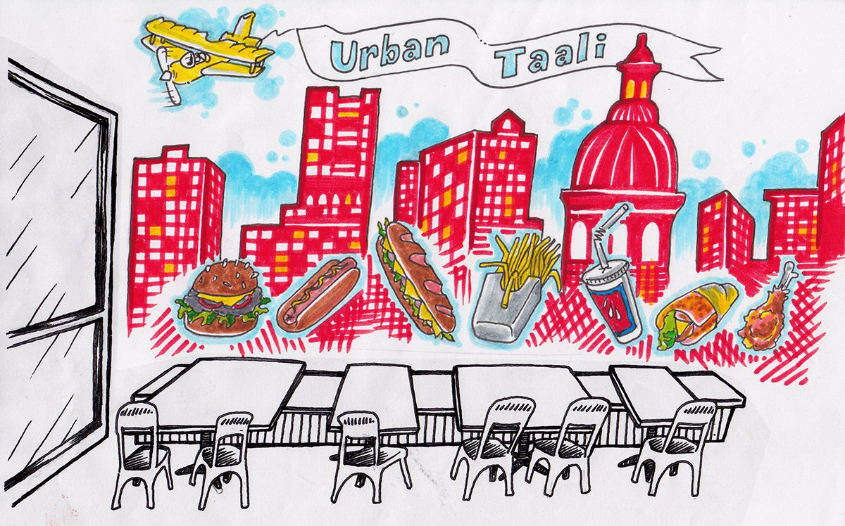 UrbanTaali's tweet photo. Flashback Friday drawing of our restaurant when it was just on paper. Come see real version in person this weekend. 🙌🏽🤓🤩
- 
#comevisit #urbantaali #taali #drawing #restaurant #food #atlanta #foodtruck #weekend #friday #philly #gyro #halal #nomnom https://t.co/pcSx5OUTB2