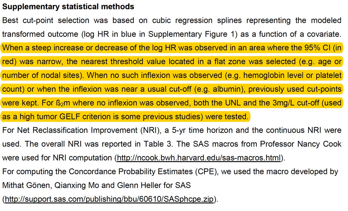 drjgauthier's tweet image. Is Cox regression spline analysis a valid way to determine continuous variables cut-offs or is it still #dichotomania?🤔
Can prognostic tools be created without "dumbing down"? @f2harrell
Full article: bloodjournal.org/content/132/1/… #biostats #regressionmodeling #rstats @rstatsbot1234