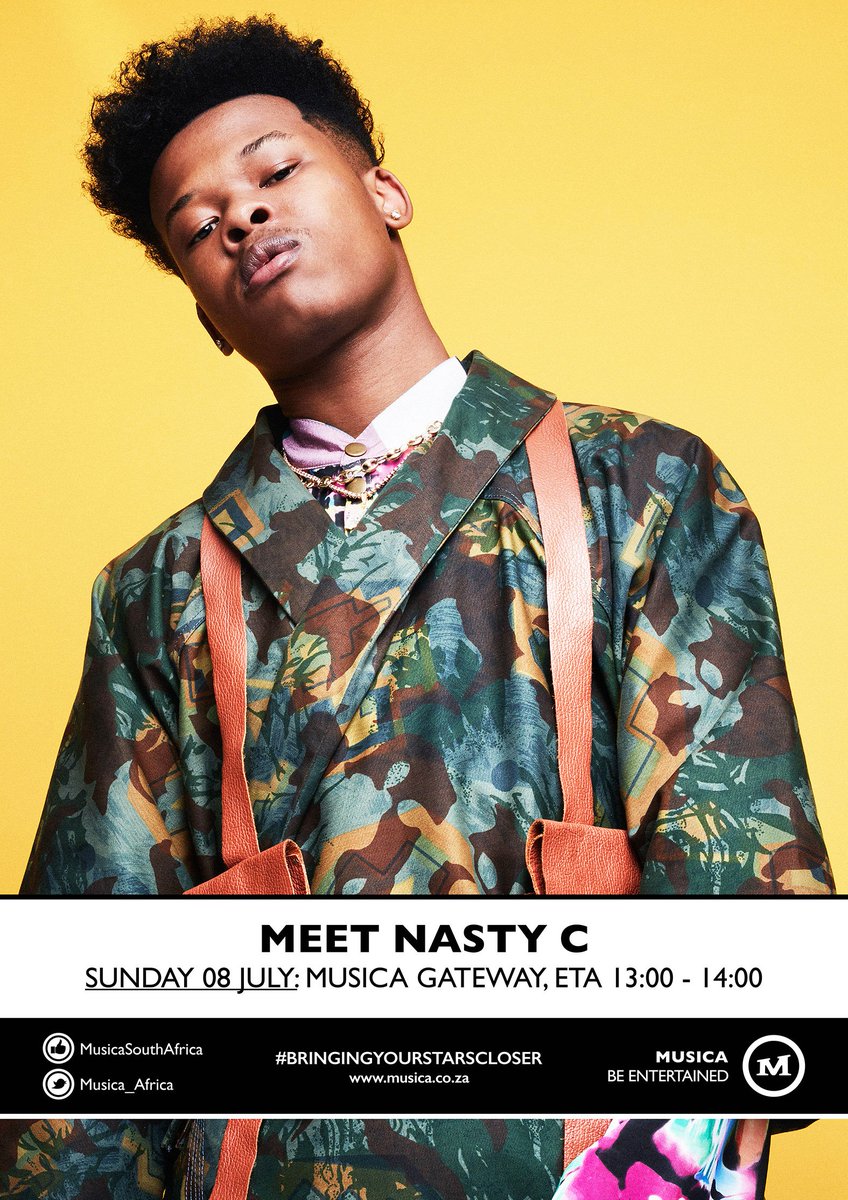 MUSICA_AFRICA's tweet photo. So, you've been listening to #StringsAndBling non-stop, now make it an extra 🔥🔥🔥 weekend by heading to our Gateway store on Sunday for a meet and greet with @Nasty_CSA! https://t.co/t1kosn1gsj