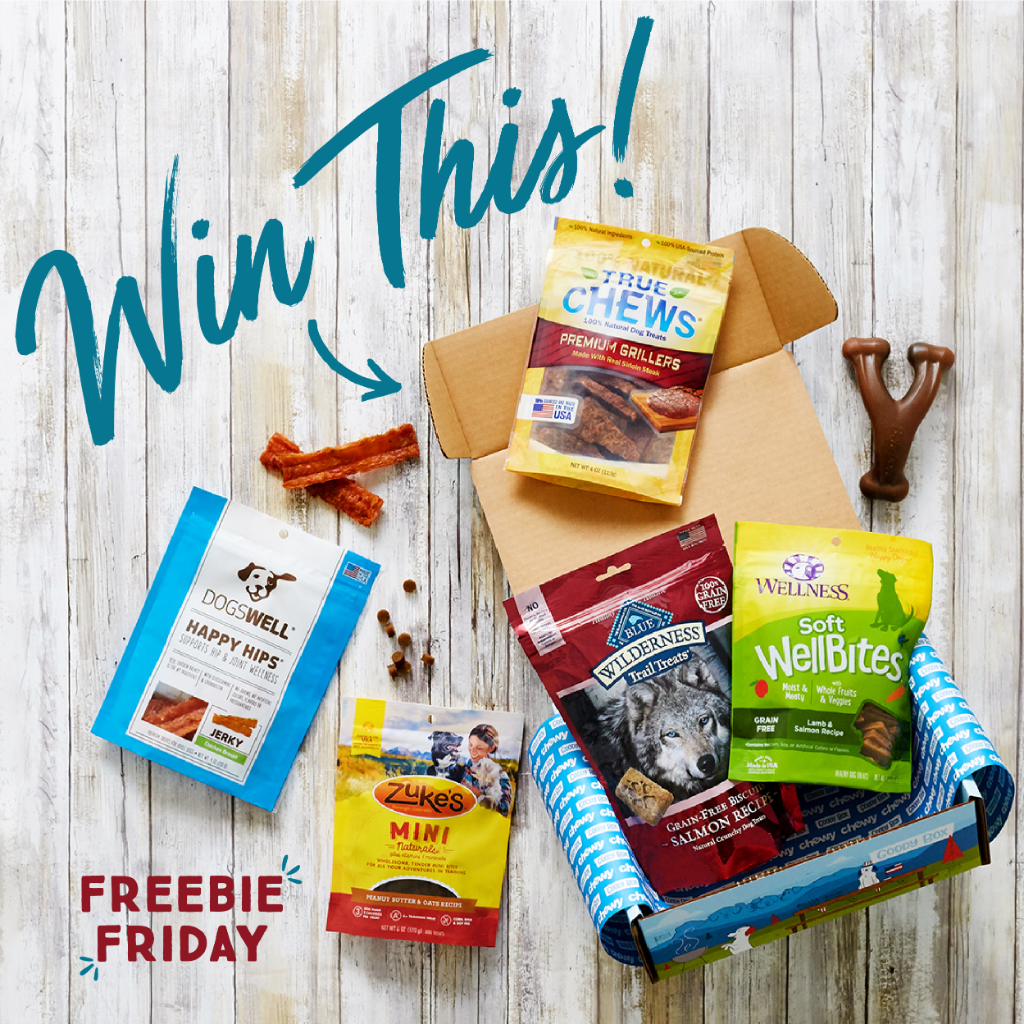 Chewy's tweet photo. RT &amp; Follow for a chance to #WIN Chewy's USA Goody Box! 📦 💙 Winner picked 7/9. Must be in contiguous US. #Sweeps #FreebieFriday https://t.co/pOJ8i4j3Bf