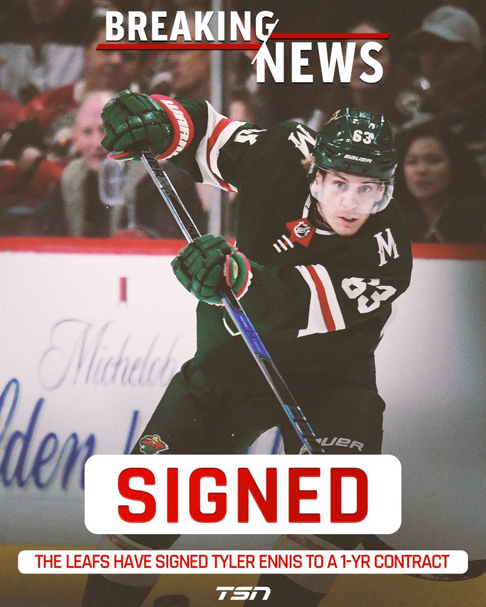 TSN_Sports's tweet photo. Tyler Ennis has signed a 1-year, $650,000 deal with the Toronto Maple Leafs. https://t.co/IA6PnHXRGA