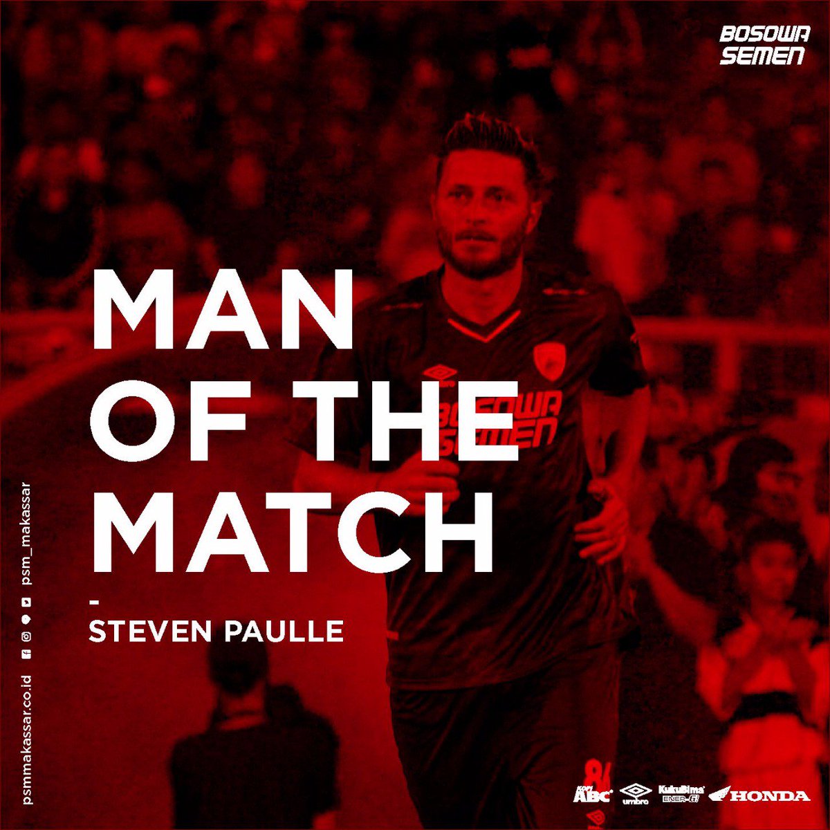 Walaupun pertahanan kebobolan dua kali, namun permainan disiplin, lugas dan mencetak satu gol salto sepertinya tidak ada alasan untuk tidak menjadikan Boscu Steven Paulle sebagai man of the match.

Ewakooo Boscu!

#PSMmakassar #EwakoPSM #MOTM
