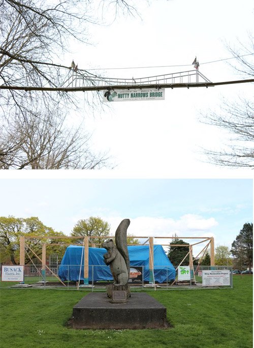 SaveUSSRanger's tweet image. Left: Nutty Narrows Squirrel Bridge. Listed on National Register 8/18/14. Right: USS Ranger. Denied listing by @Interior @NatlParkService. #HonorUSSRanger. Because veterans matter more than squirrels.