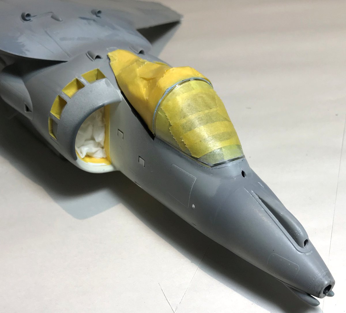 BoweModels's tweet photo. One Harrier masked up and ready for some paint. #TrumpeterHarrier #GR7 https://t.co/MpK5ix5yQQ