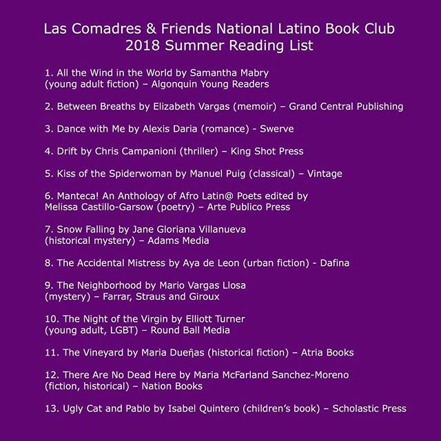 ReadLatinoLit's tweet photo. Are you ready for summer? Las Comadres Book Club #summer2018reading list.
.
.
#ReadLatinoLit #LatinosRead #LatinoBookstagram #LatinaLit #LatinWriter #LatinaWriters #LatinaLiterature #LatinoLit #LatinoLiterature #LatinoAuthors #LatinoWriters #LatinaAut… https://t.co/H5MxB3oAjb https://t.co/4ZSVWUpkNo
