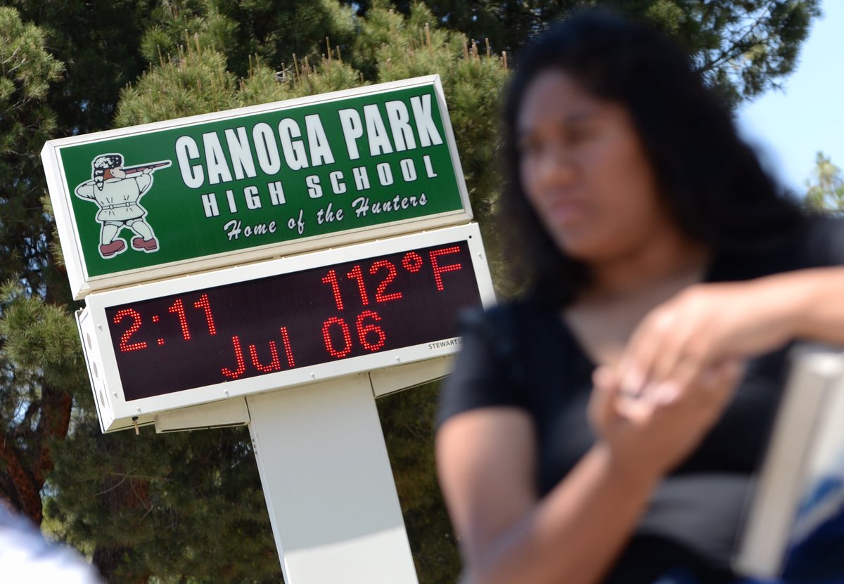It’s Hot Hot Hot in the #valley 114 degrees at Topanga Cyn Blvd at Ventura Blvd and 112 degrees at #CanogaParkHigh