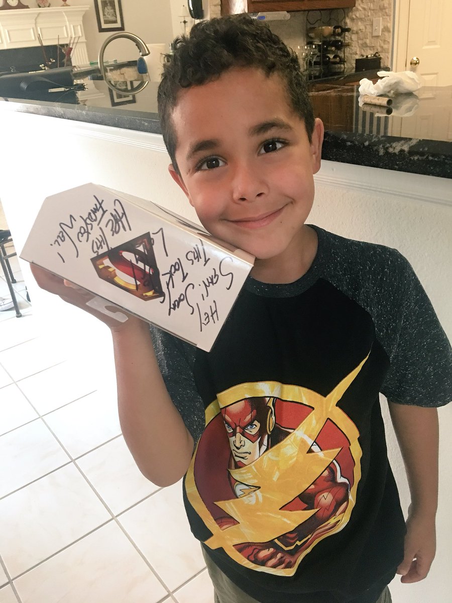 candicepatton's tweet photo. All he wanted was a #MartianManhunter and we couldn’t find one in the stores! @DavidHarewood to the rescue. Thank you David! https://t.co/PS7hvneNZo