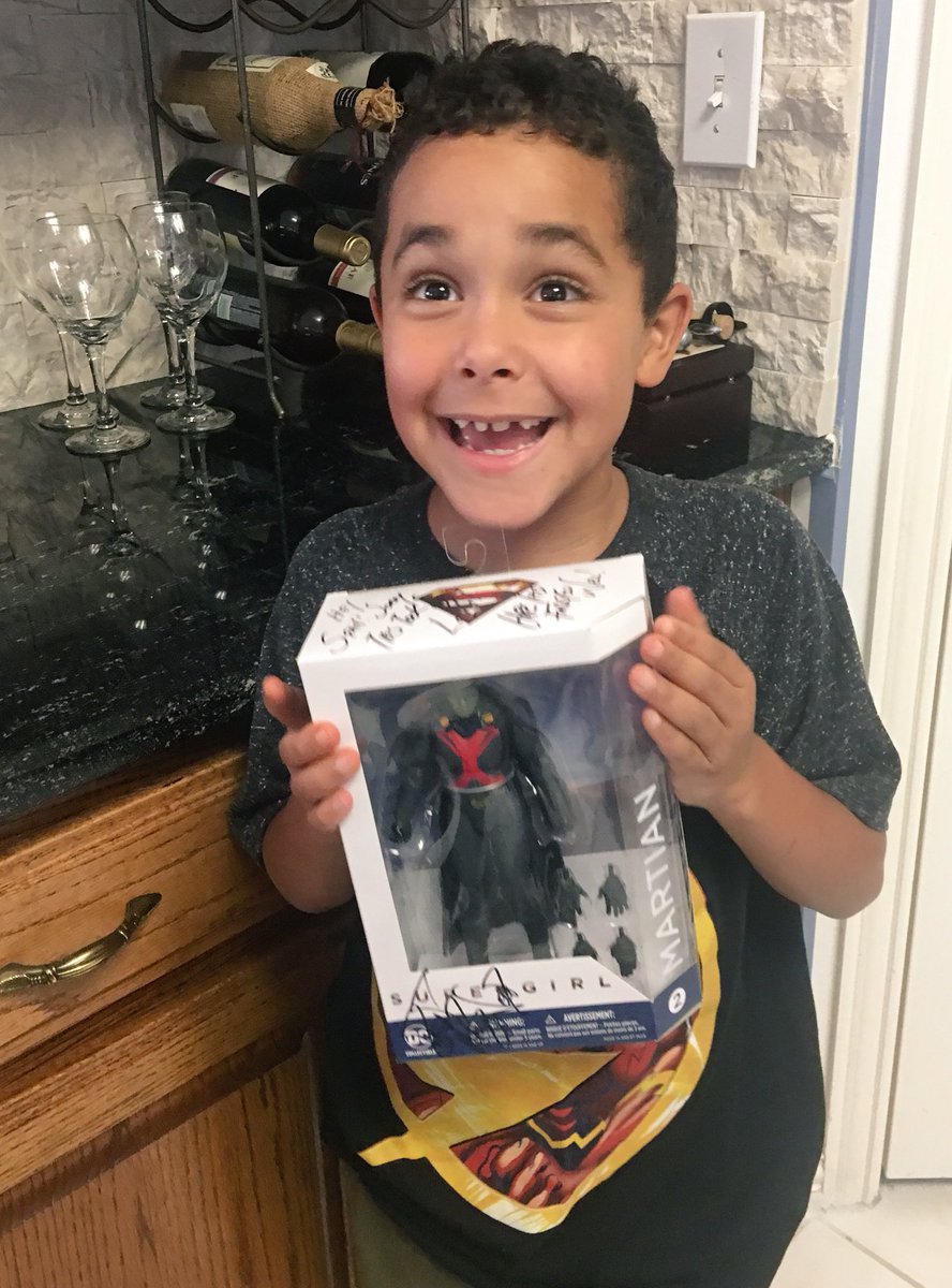candicepatton's tweet photo. All he wanted was a #MartianManhunter and we couldn’t find one in the stores! @DavidHarewood to the rescue. Thank you David! https://t.co/PS7hvneNZo