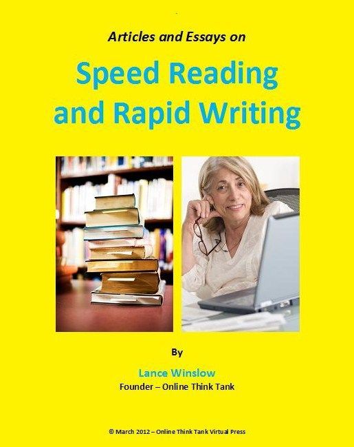 Great news! Lance Winslow, EzineArticles' top Expert Author, has agreed to make his "Speed Reading and Rapid Writing" book available to all EzineArticles members FREE OF CHARGE! Simply send your request to: LanceWinslowCyclist (at) gmail (dot) com - amzn.to/2zixqoC