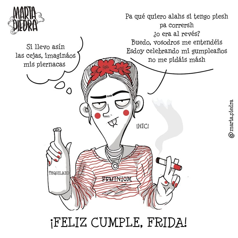 marta__piedra's tweet photo. ¡Es #viernes y Frida lo sabe! .
Hoy tenía otra viñeta preparada y aunque el cumple de Frida me ha pillado desprevenida, rauda y veloz he dibujado algo para ella. 
#fridayfrida #fridafriday #fridakhalo #birthday #cumpleaños #bday https://t.co/QPTyJUqs9E