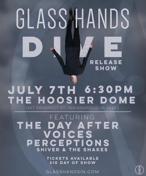 TOMORROW! Be there! ALL MERCH WILL BE 50% OFF! #glasshands #perceptions #thedayafter #shiverandthesnakes #hoosierdome #indianapolis #indiana #metalcore #albumreleaseshow