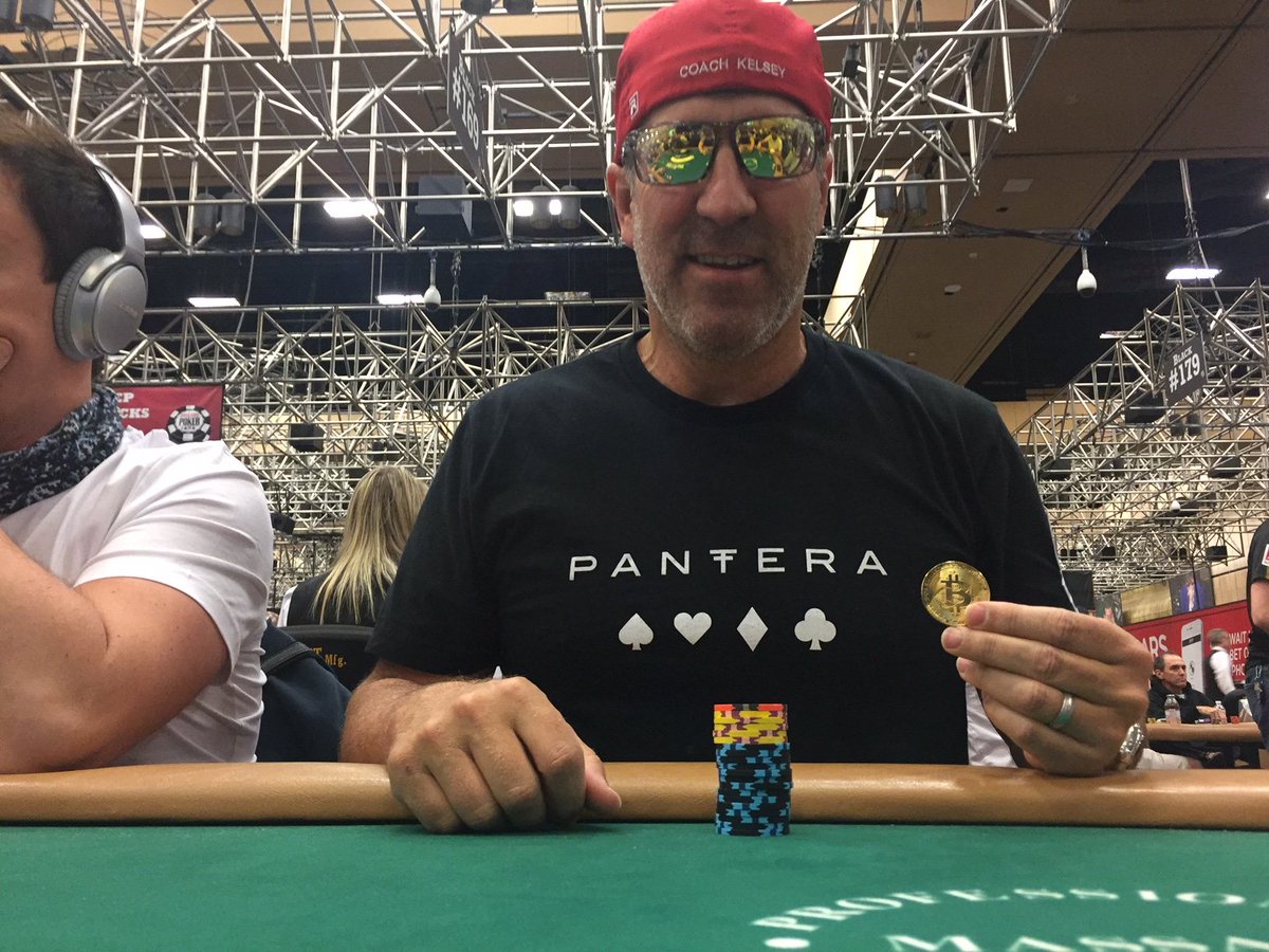 PanteraCapital's tweet photo. @davidkelsey representing the #cryptocurrency community at #WSOP18. Good luck David! https://t.co/XVgfSKbtUI