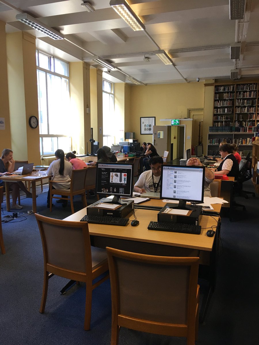 ITP Summer fellows working hard on their ‘object in focus’ project this afternoon. #AncientEgypt #ancientsudan #itp2018 @britmusITP @britishmuseum