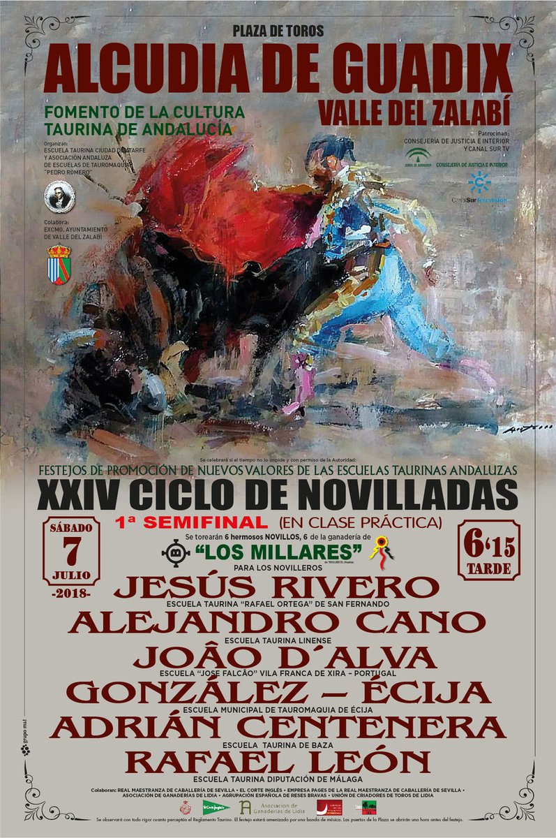 Cartel para la I Semifinal de las #NovilladasCanalSur En Alcudia de Guadix (#Granada)