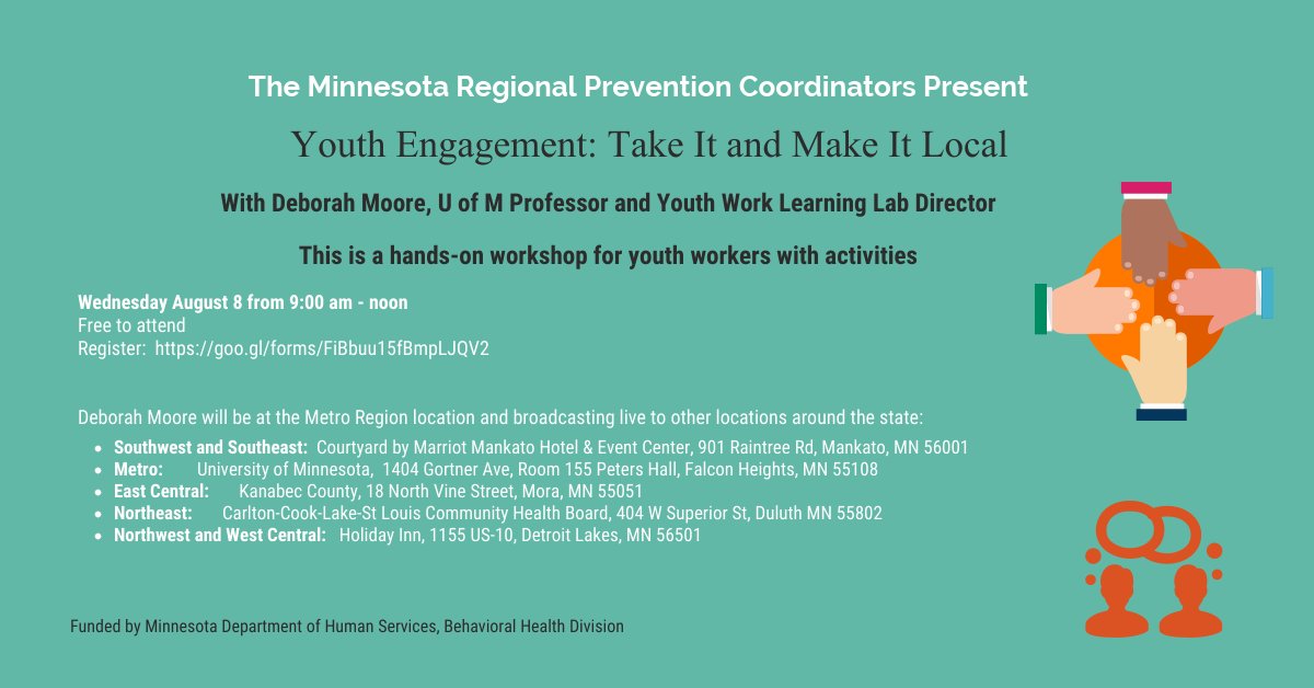 MNPrevention's tweet photo. Do you work with youth? Learn how to improve youth engagement and increase impact with your prevention work - attend this training! https://t.co/crtmEnaKlV