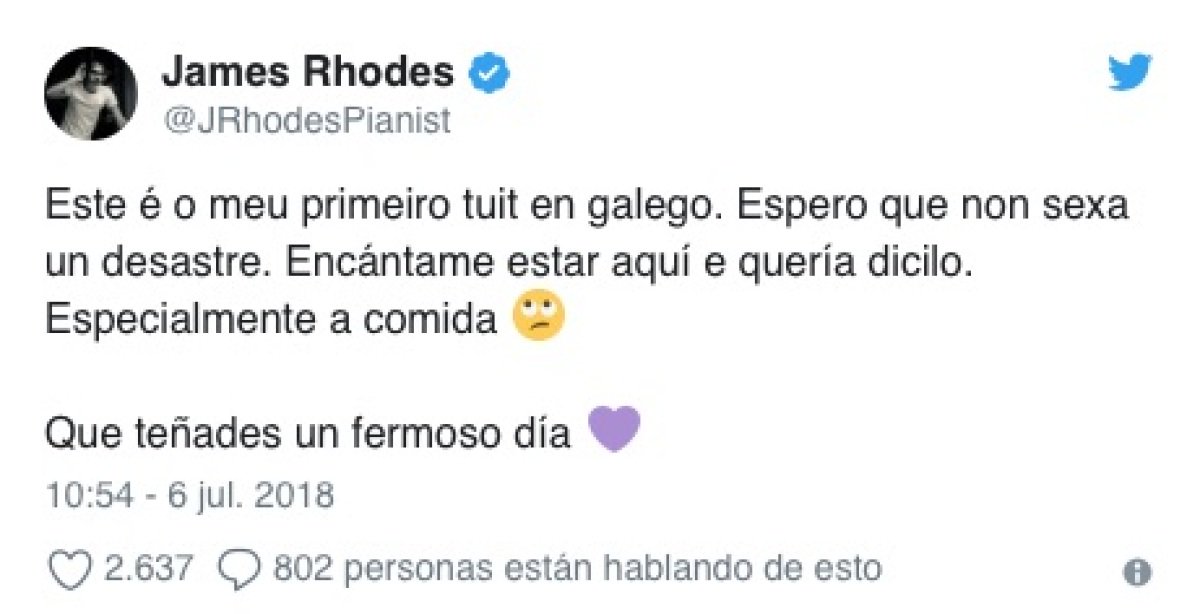 Aplausos e agarimos para o pianista británico James Rhodes polos seus chíos en galego antes do seu concerto en Vigo i.gal/7sTLE