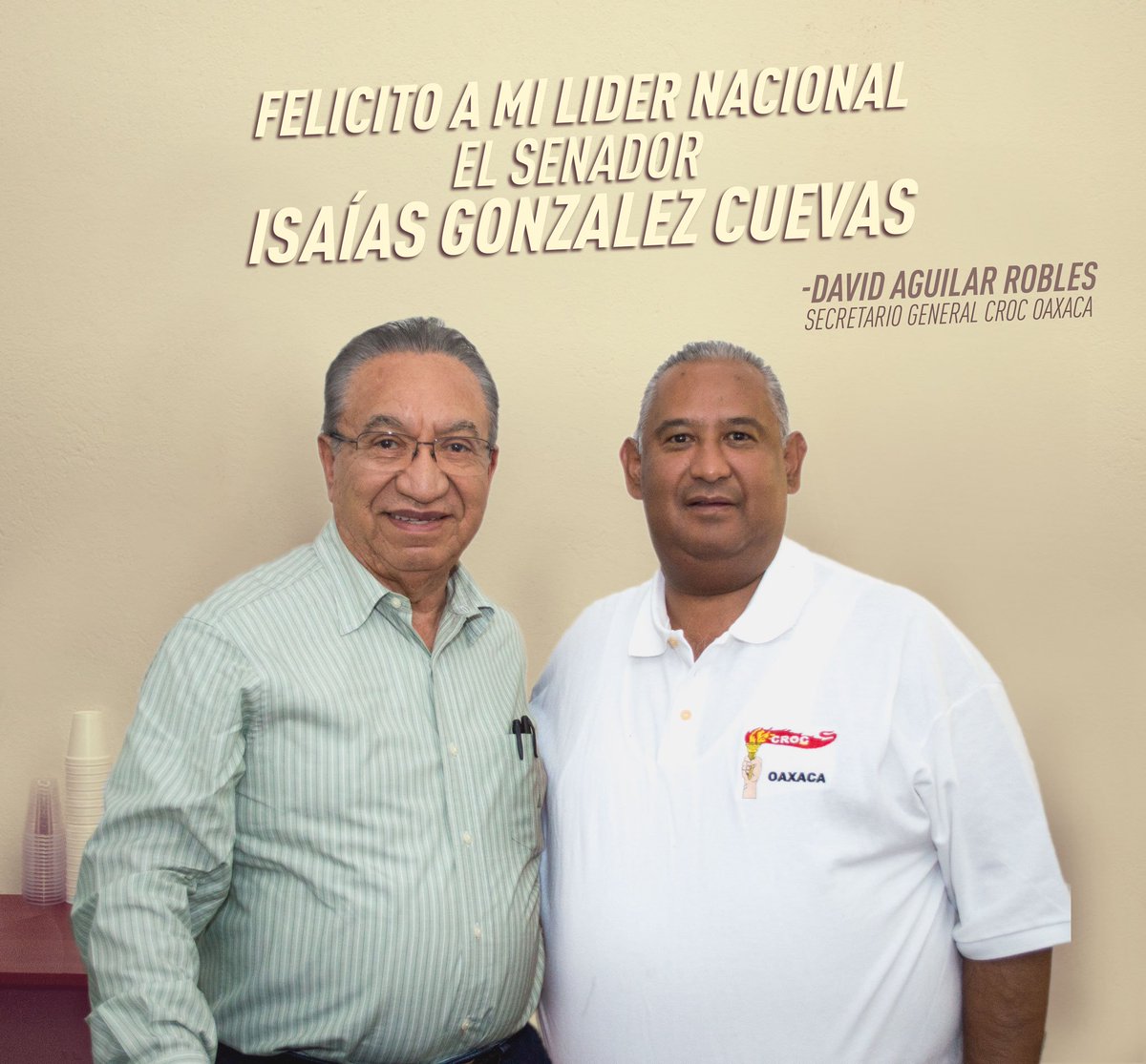 DAROaxaca's tweet photo. Hoy quiero felicitar y reconocer el trabajo que ha realizado mi líder nacional; el Senador Isaías González Cuevas.
Reciba una gran felicitación. https://t.co/4G5hQHWWgh