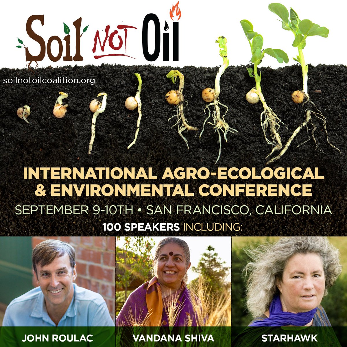 The 2018 Soil Not Oil International Conference will be on 9/10 in SF this year. All things protecting nature, healthy soils, ocean health, eco justice &amp; more. This will be the 3rd SNO Conf &amp; maybe the last so, if you couldn't make it in past years, this may be your last chance!