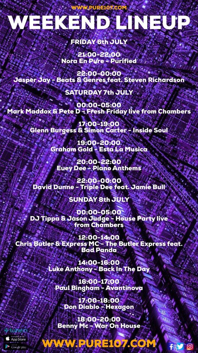 Pure107fm's tweet photo. Check what’s install for you all this weekend #PureWeekender #KeepingItPure #Broadcasting24/7 https://t.co/HBq2Za4VGT