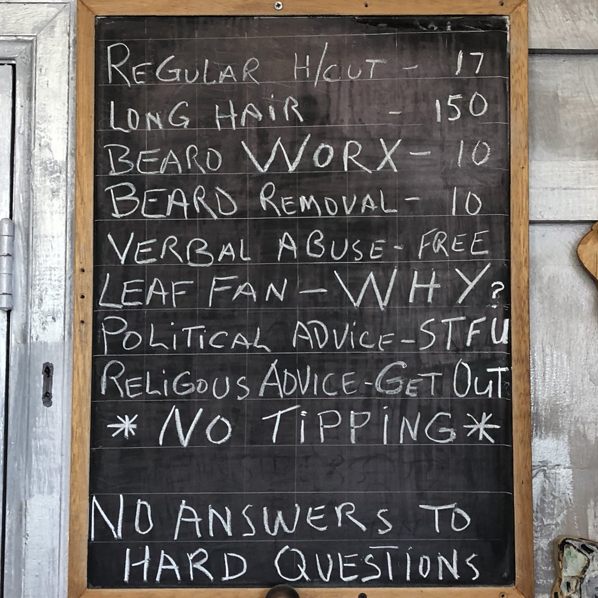 I take my little guy to the most eclectic little barber in downtown #stratford &amp; this sign hanging in his shop is so very worth a share! #happyfriyay #protips #summerbuzzcutseason