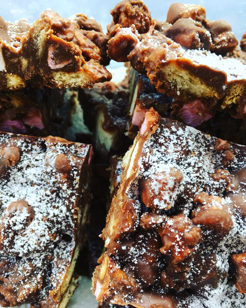 sharonjheaton's tweet photo. By popular demand, I’ve just made some @Nigella_Lawson’s legendary Rocky Road bars 😉 Anyone want one? Limited supply while stocks last. Terms and conditions apply. Definitely do NOT contain nuts. Eat responsibly! 😜 #RockyRoad #Goddess #FridayFeeling #yum! https://t.co/f0cNZ6mO4v