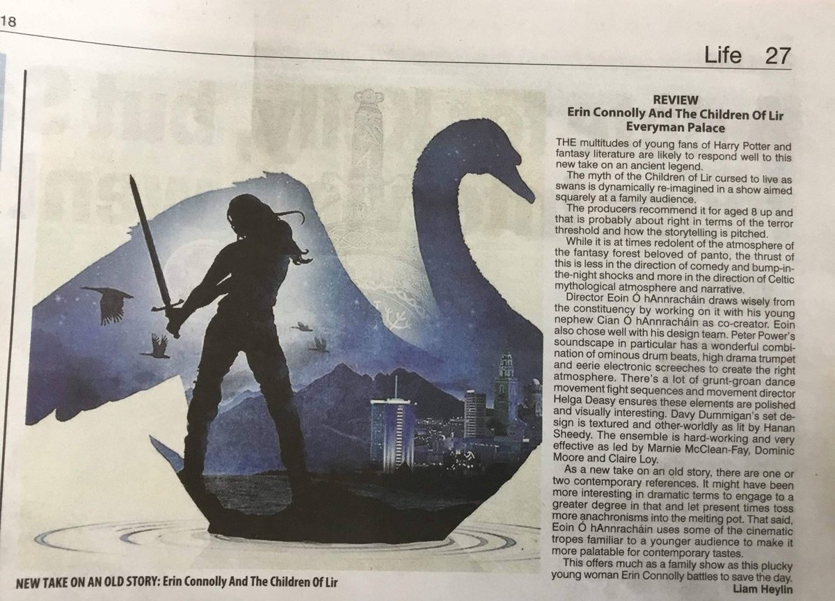LanternPro's tweet photo. Check out this amazing review of Erin Connolly and the Children of Lir.

There are just three more chances to catch the show in @EverymanCork so make sure you grab your tickets while you can here: https://t.co/iQ0YKzFq4j https://t.co/GJQHFaIJy7