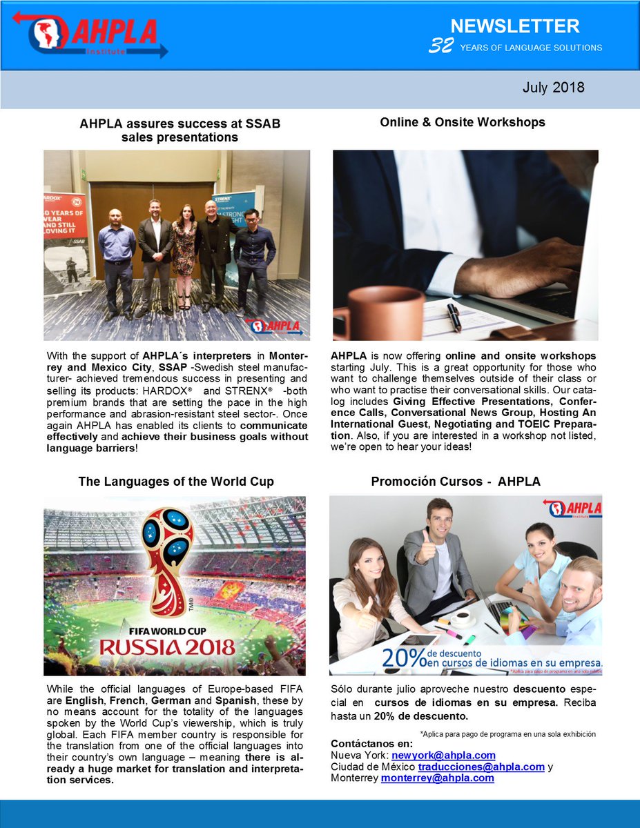 AHPLAJLF's tweet image. Check out the latest edition of the @AHPLAJLF ONLINE &amp;amp; ON SITE programs, English teachers, traductor. New York translators. Spanish translators New York.  #EnglishforExecutives  #AHPLA #interpreting #translators #interpreters #AHPLAtranslators
#AHPLAinterpreters #AHPLAinNewYork
