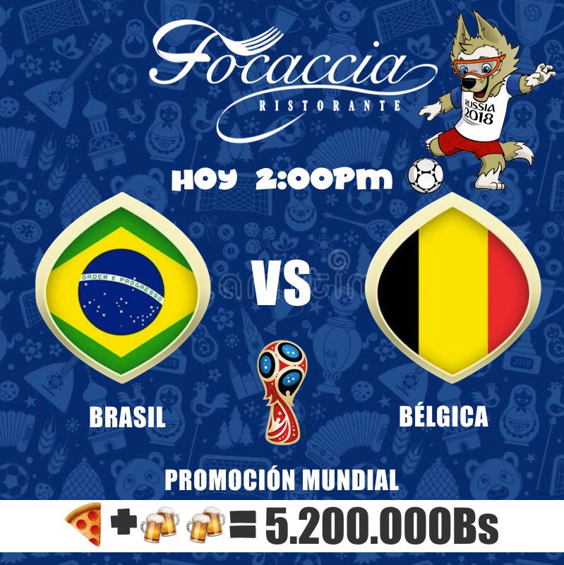¿Estás preparado? ¿Quién gana hoy? Ven a #FocacciaRistorante y vive al máximo la pasión del #fútbol ⚽️ #LasMercedes #6Julio #Brasil #Belgica