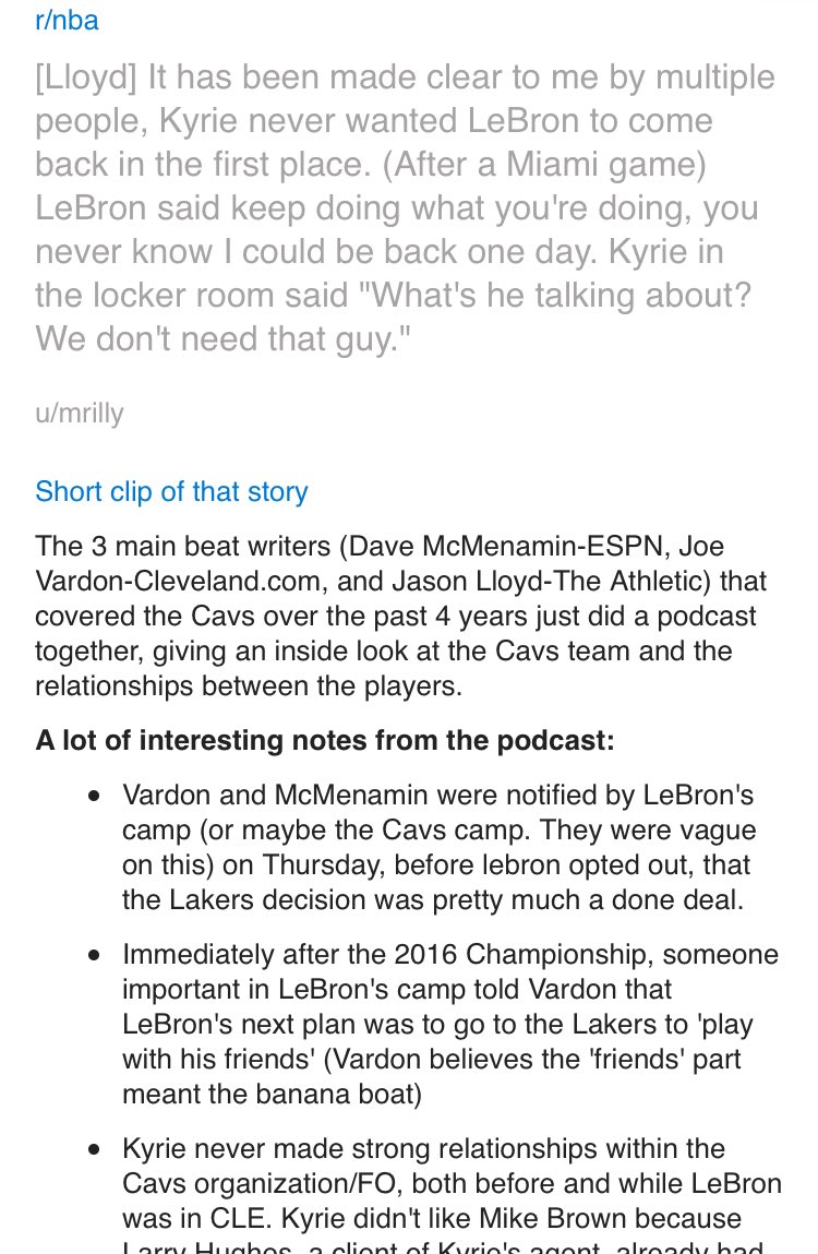 BruhReport's tweet photo. Bro so much inside info about Kyrie, LeBron and the Cavs was released during this podcast wow. scroll through the pictures and check the pod out.

Podcast link: https://t.co/blToXrrVzg

(Screenshots via r/nba, user: u/mrilly [link: 
https://t.co/P8HcJZEBiI]) https://t.co/2yqQOW2tKX