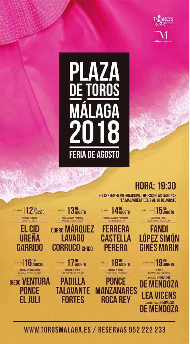 Carteles de la Feria Taurina de #Malaga de 2018 en La Malagueta. #Toros #TorosMLG