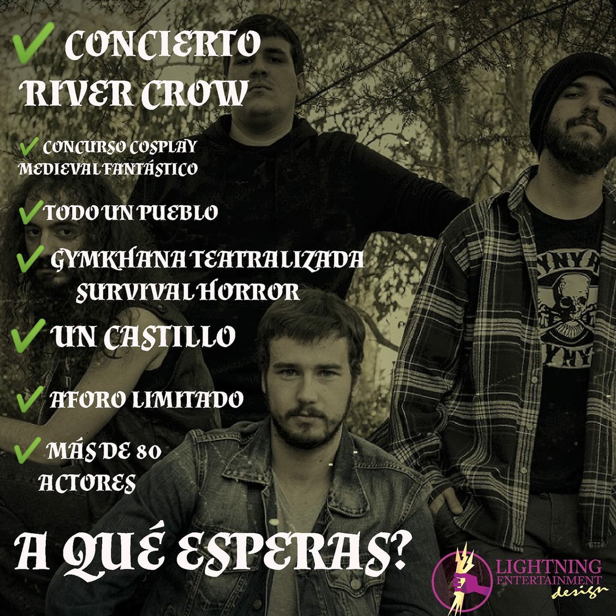 SurvivalHorrorE's tweet photo. 🔊🔊🔊🔊🔊
NOTICIÓN
🔊🔊🔊🔊🔊
La Banda de Música @RiverCrowBand se encargará de calentar los motores de nuestros participantes la noche del 18 de #Agosto en #Consuegra ( #Toledo )
#eventosLED #Superviviente #JuegoLimpio #LED #Zombies #concierto #Rock #SurvivalHorror #RealGame https://t.co/nB1NoZzCvn