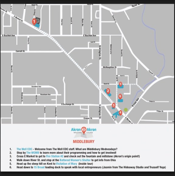 Akron2Akron's tweet image. Middlebury walking tour! July 11 at 5PM. Meet in The Well parking lot. See map for details.