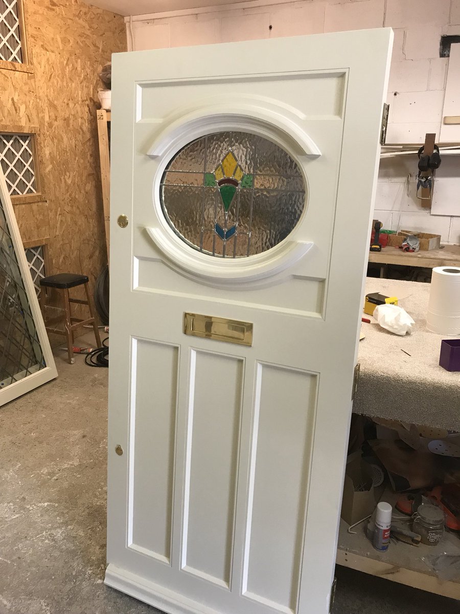 OchiltreeWindow's tweet photo. Today we completed this beautiful @Accoya door together with a lovely arched frame with applied leads, was a tricky job but looks great! Can’t wait to see the finished fitted pictures by @StephenFDewar. @lathamsltd supplied timber @TeknosIndustry primer. https://t.co/767kIrN8la