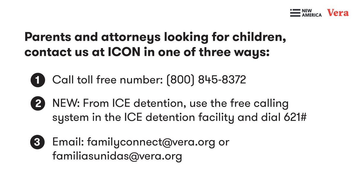 verainstitute's tweet photo. Since launching the Immigrant Connection Project (ICON) with @NewAmerica last week, we are connecting parents with separated children and ensuring they get due process. #FamiliesBelongTogether https://t.co/kCTeOwuDDQ