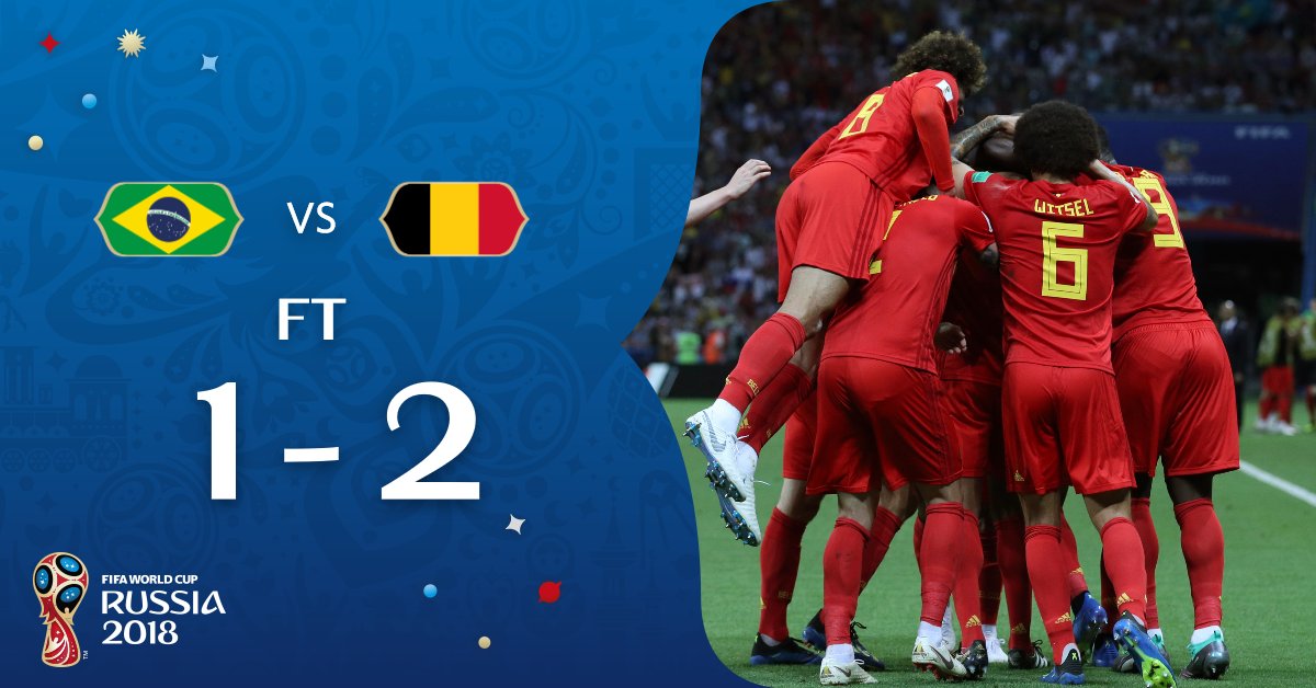 #BEL WIN! 

The @BelRedDevils knock Brazil OUT of the #WorldCup to set up a semi-final clash with France! 

#BRABEL 1-2
#WorldCup