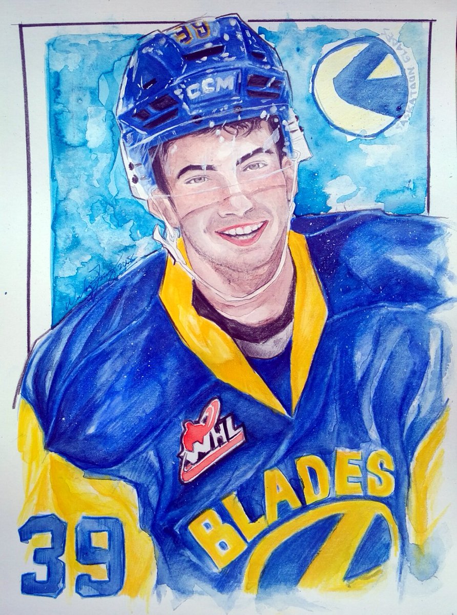 Wendy Fang (@ice_calibr29) on Twitter photo Mixed media portrait of Caleb Fantillo (<a href="/calebfantillo/">Caleb Fantillo</a>) of (<a href="/BladesHockey/">Saskatoon Blades</a>) #WHL #hockeyart #watercolour #Polychromos Mixed media portrait of Caleb Fantillo (<a href="/calebfantillo/">Caleb Fantillo</a>) of (<a href="/BladesHockey/">Saskatoon Blades</a>) #WHL #hockeyart #watercolour #Polychromos