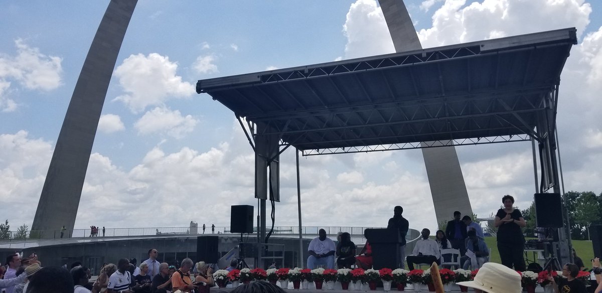 clancy4287's tweet photo. Proud to rep @MarkforSTL at the first INCLUSIVE Arch ribbon cutting. This is what my city really looks like. Thanks to everyone for the amazing work of putting this together #ArchDoneRight https://t.co/AvJVOOHbSm