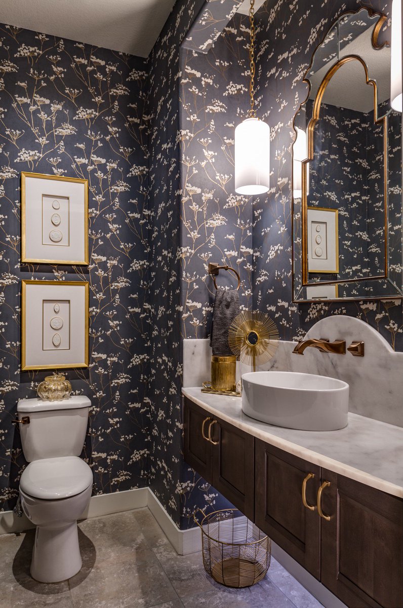 idsnational's tweet photo. This powder room welcomes its visitors with an enchanted, magical moment. Once a bathroom with basic finishes, Michele Youell transformed this space into an elegant escape. (Designer of the Year - Bathrooms $30,000 &amp; under, 1st Place) #iloveIDS #joinIDS #designeroftheyear https://t.co/YpOsE2iMX3