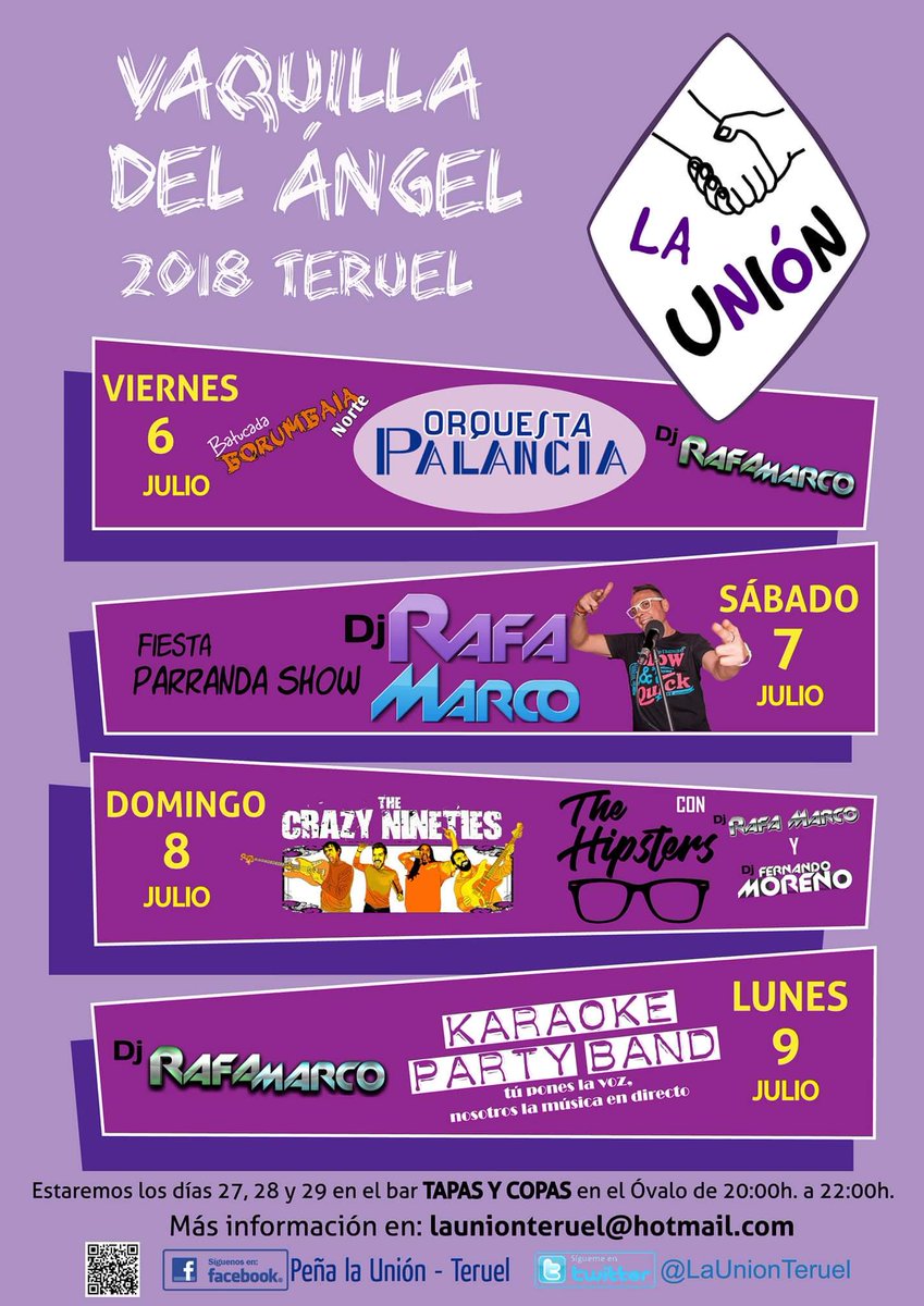 El lunes 9 por la tarde, que nos viene a todos bien, nos vemos otro año más en <a href="/LaUnionTeruel/">Peña La Unión</a> para karaokear un rato #quenotelocanten #karaokepartyband #disfraz #beer #rock #Teruel #Rockstar #venycanta