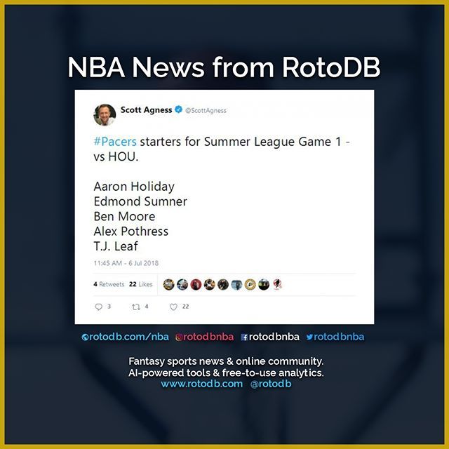 rotodbnba's tweet photo. https://t.co/B1Za3p3gO9 Aaron Holiday (Indiana Pacers) news from Scott Agness #Sports #Fantasy #FantasySports #NBA #NationalBasketballAssociation #Basketball #FantasyBasketball #Hoops #Hoop #Pacers #Indiana #IndianaPacers @Pacers https://t.co/p9JqowGo92