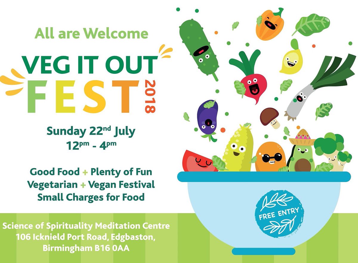 EventsVeg's tweet photo. Veg out at the
#VegItOut #Wellness Fest
in #Birmingham #UK!
22 JULY, 2018
#vegfest #bham #brum
Free admission!
(FYI: @MeatFreeMonday) https://t.co/fx7mFwjGI8