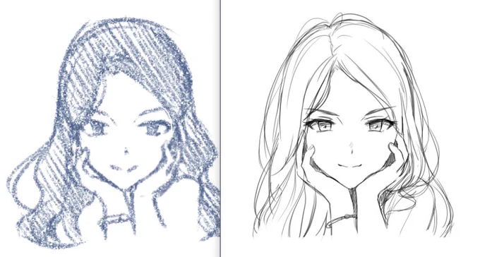Another rough to final sketch comparison 