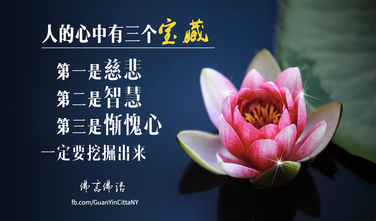 人的心中有三个宝藏， 第一是慈悲，第二是智慧，第三个宝贝就是惭愧心