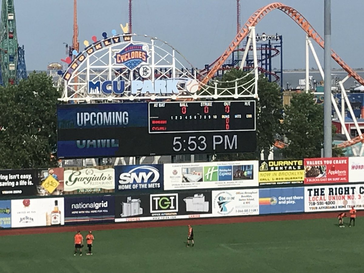IronBirds's tweet photo. Ummm.... update from Brooklyn. @DaltonHoiles just broke the scoreboard in batting practice. Sorry @BKCyclones https://t.co/cwpExOVmIk