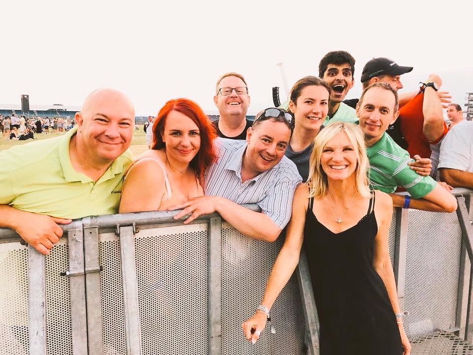 Perks of working a busy, hot Silverstone weekend, relaxing after shift with Jo Whiley!