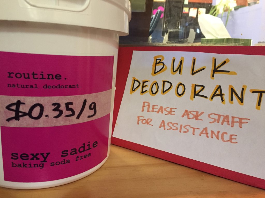 KarmaCoop's tweet photo. It's here. It's happening. @routinecream deodorant in #bulk! Come and get it! 🙌😍🤤
#plasticfreejuly #karmacoop #bulkdeodorant #bulkisbeautiful #bulkiseverywhere #reuse #refill #zerowaste #makelesswaste #zerowastelifestyle #packagefree #wasteless #zerowastetoronto https://t.co/J1bD8h1RlY