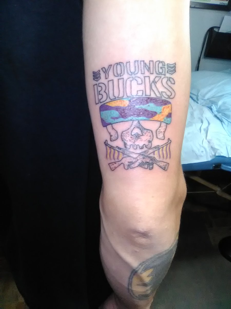 ObeyRenee182's tweet photo. @MattJackson13 @NickJacksonYB
My boyfriend just got this tattoo today do either of you have any suggestions for improvement?
#Youngbucks #BulletClubForLife https://t.co/BZhDrSDVG4