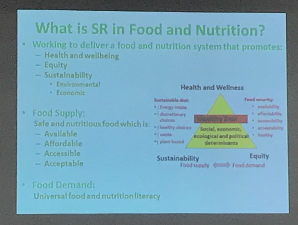 Prof Amanda Lee discussing three pillars of social responsibility in food &amp; nutrition: Health &amp; Wellness, Equity &amp; Sustainability #onlp18 <a href="/OceanicNLP/">OceanicNLP</a> <a href="/_Amanda_J_Lee_/">Amanda Lee</a>